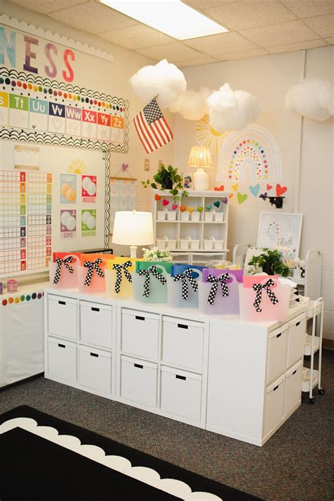 Rainbow themed classroom | Kindergarten classroom decor, Kindergarten ...