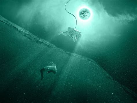 Download wallpaper 1400x1050 astronaut, space suit, girl, sea, fantasy ...