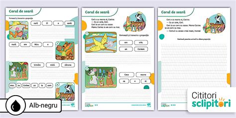 Corul de seară –Fișă de citire și scriere, Plan de literație