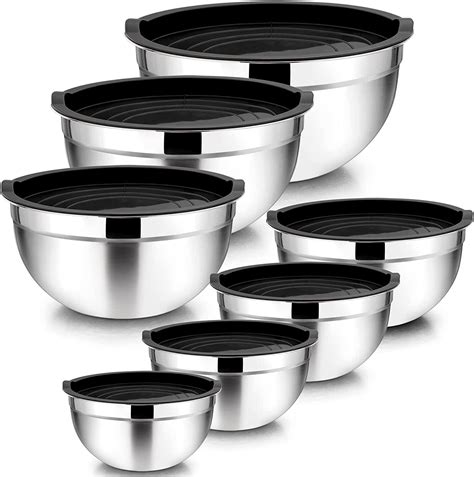 Vesteel Stainless Steel Mixing Bowls Set with Lids 7 Sizes Dishwasher ...