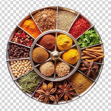 Rack with traditional indian spices for cooking isolated on transparent ...