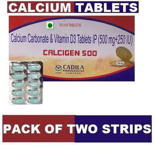 CADILA CALCIGEN 500 TABLET CALCIUM + VITAMIN D3 TABLET PACK OF TWO (2 ...