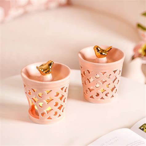 Ceramic Charm Fragrance Diffuser Set Of 2 Peach Online - Premium ...