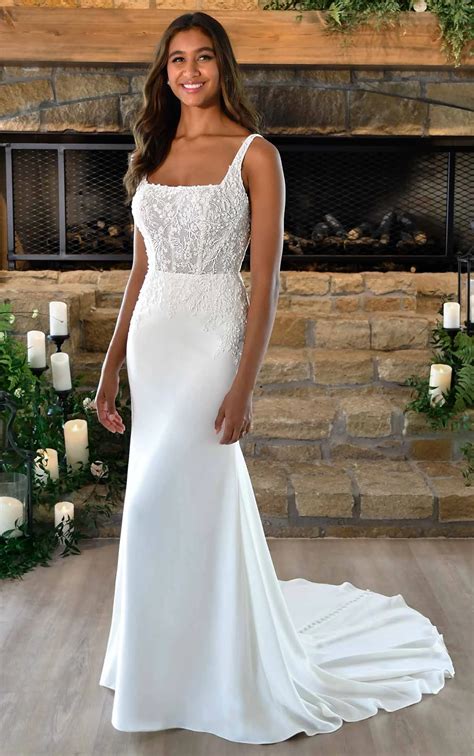 Square Neckline Wedding Dress with Beaded Bodice and Simple Skirt | Stella York Wedding Dresses - simple square neck wedding dress