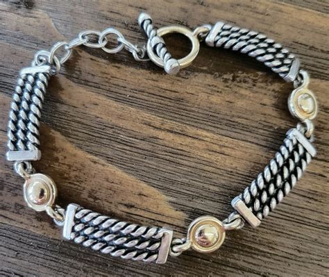 Retired James Avery RARE Bracelet 14kt Gold and Sterl… - Gem