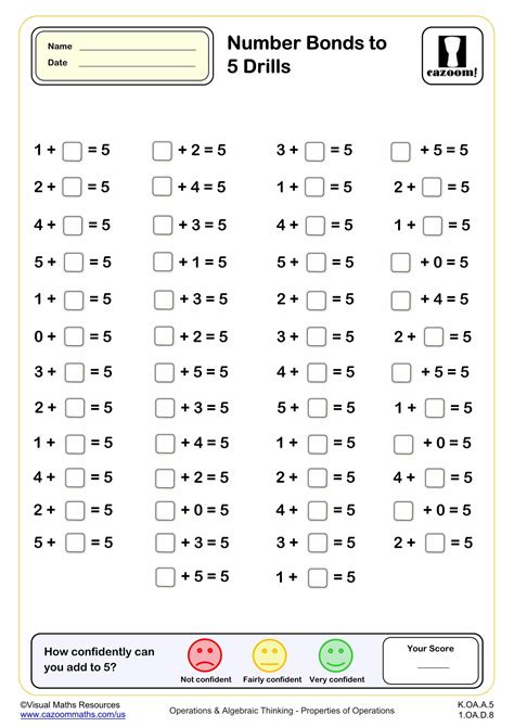 Number Bonds to 5 drills (50 questions) | Fun and Engaging K Grade PDF ...
