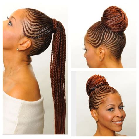 Braided updo bun | Cornrow updo hairstyles, African braids hairstyles ...