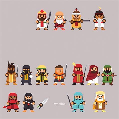 Diverse warrior in 4 bit pixel art grid simple 4 bit pixelated style ...