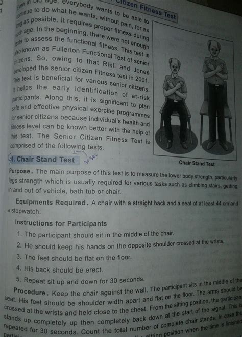 procedure of senior citizen fitness test - Brainly.in