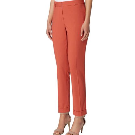 TAHARI ASL NEW Women's Terracotta Orange Cropped Cuffed Dress Pants 4 ...