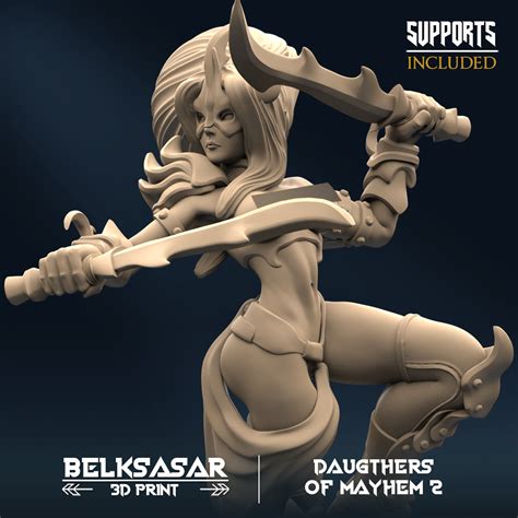 3D file Twinblade Sisters of Mayhem B nude ♀️ ・3D print object to download・Cults