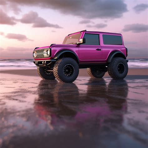 2022 Pink Ford Bronco Lifted, Digital Download, Bronco on a Beach, Lifted Bronco, Wall Art ...
