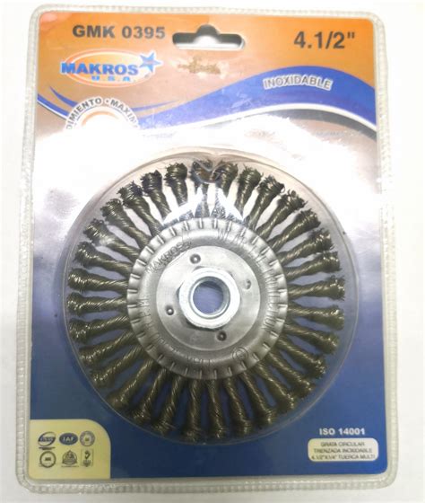 GRATA CIRCULAR TRENZADA 4-1/2″X1/4″ C/EJE INOX MAKROS