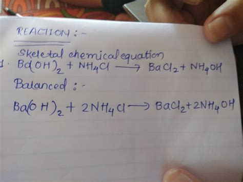 Chemical reaction between barium hydroxide and ammonium chloride.... do ...