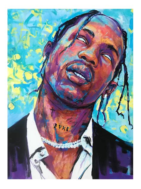 Travis Scott poster print abstract art 18x12 of original | Etsy
