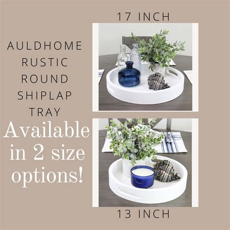 Buy AuldHome Rustic Round Shiplap Tray (17-Inch); Farmhouse Wood Tray ...