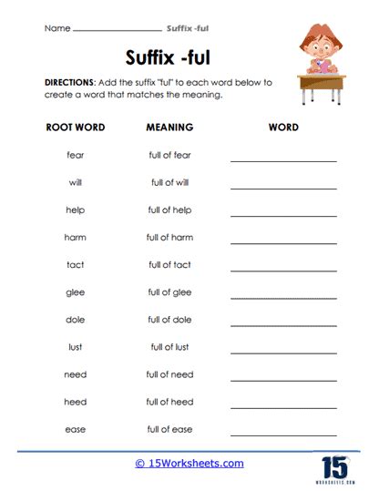 Suffix -ful Worksheets | Descriptive Adjustments - 15 Worksheets.com