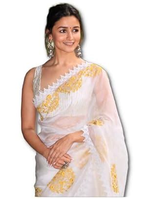 Sidhidata Women's Pure Georgette Embroidered Saree With Unstitched ...