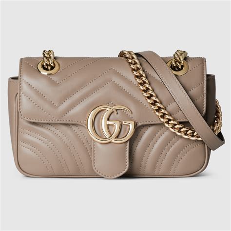 GG Marmont small shoulder bag in taupe leather | GUCCI® US