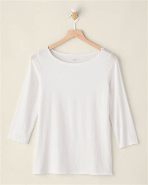 Essential Three-Quarter-Sleeve Boatneck Tee | Garnet Hill