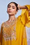 Buy Yellow Chiffon, Cotton, Lycra Chakori Floral Long Kurta And Palazzo ...