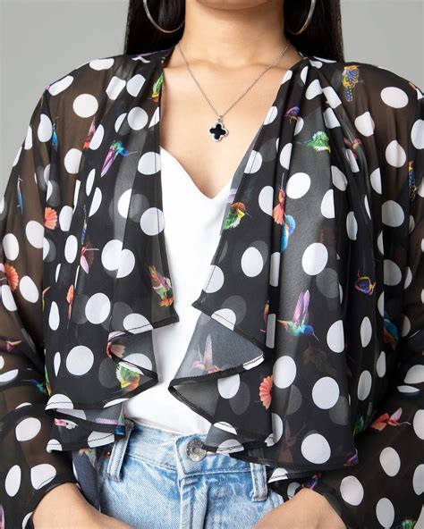 Trendy Humming Polka Waterfall Shrug For Women – Fabcurate