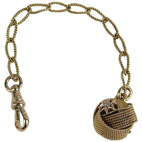 Antique 14 Karat Rose and White Gold Pocket Watch Chain Fob For Sale at ...