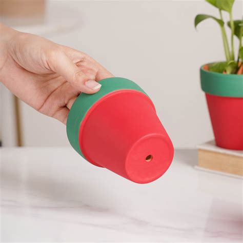 Green Rim Red Clay Pot Set Of 4 Online - Premium Planter | Nestasia