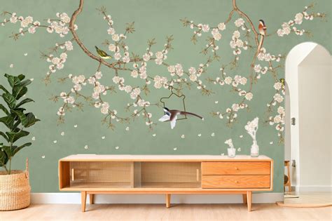 Sage Green Chinoiserie Wallpaper – Myindianthings