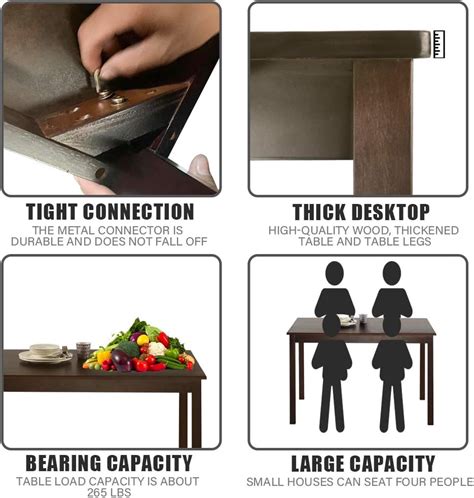 FDW Dining Table for 4 People Kitchen Table with Wood India | Ubuy