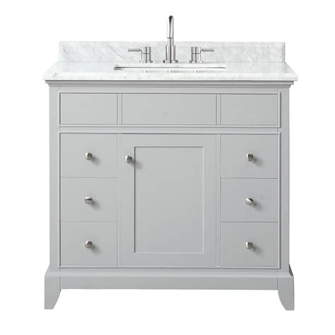 Floor & Decor | Aurora 37 inch Vanity with Carrara Marble Top, Grey ...