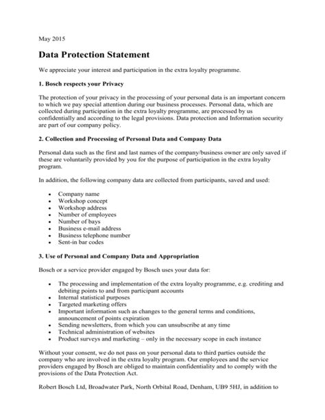 Image result for Data Protection Statement Examples
