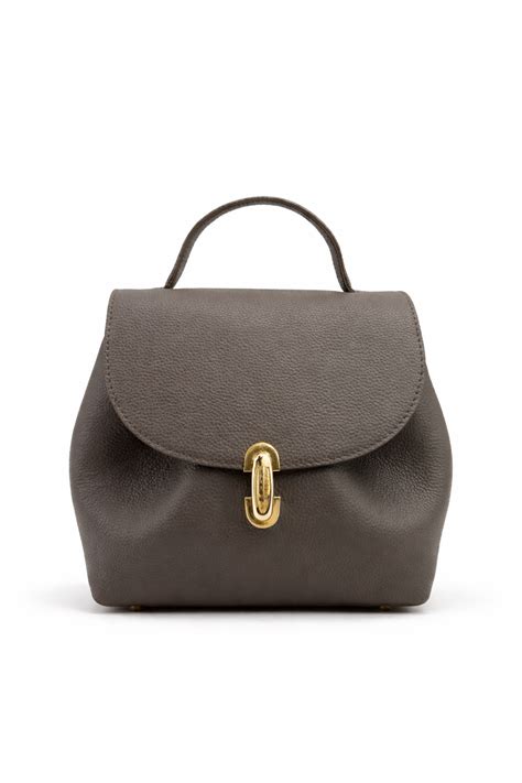Gaia Taupe Calf Leather Top Handle Bag for Women – OddCat
