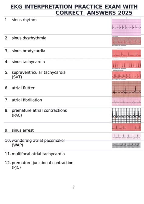 EKG INTERPRETATION PRACTICE EXAM WITH CORRECT ANSWERS 2025 - EKG ...
