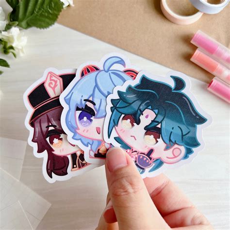 Genshin Impact Middle Finger Stickers: Characters From Liyue Stationary ...