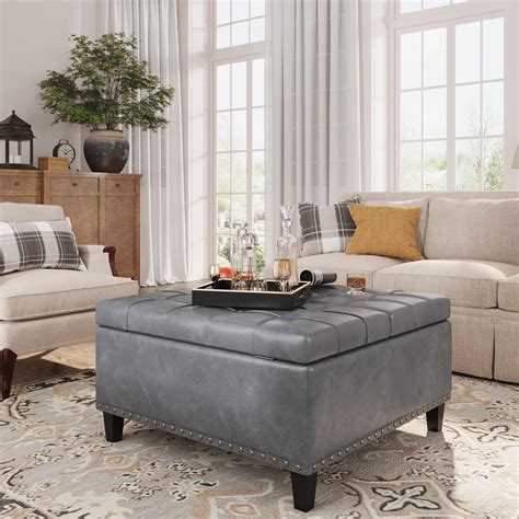 Amazon.com: FiveWillowise Tufted Square Ottoman Coffee Table with ...