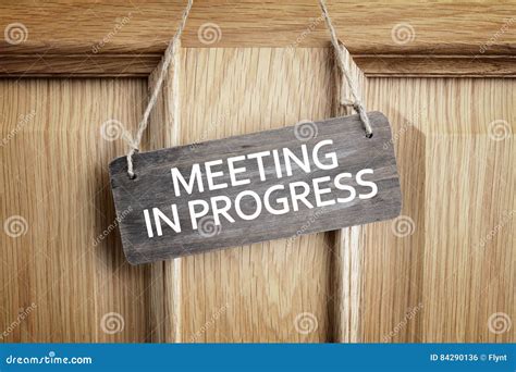 Meeting in Progress Sign on Office Door Stock Photo - Image of review ...