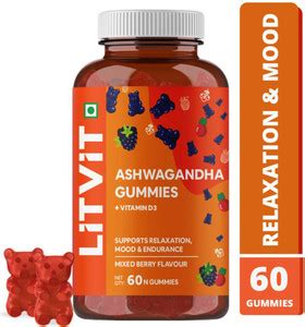 LITVIT Ashwagandha Gummies with Vitamin D for Relaxation & Focus ...