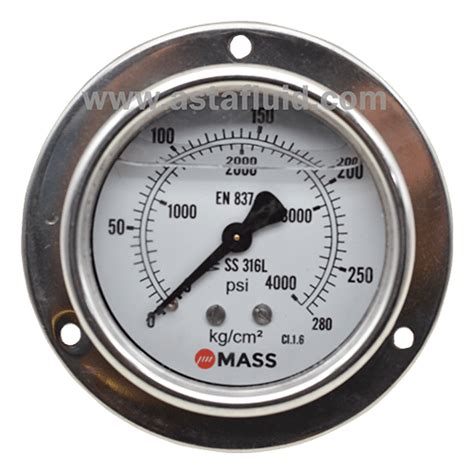 Pressure Gauge 4"-0-280-KG/CM² Bottom , MASS – astafluid