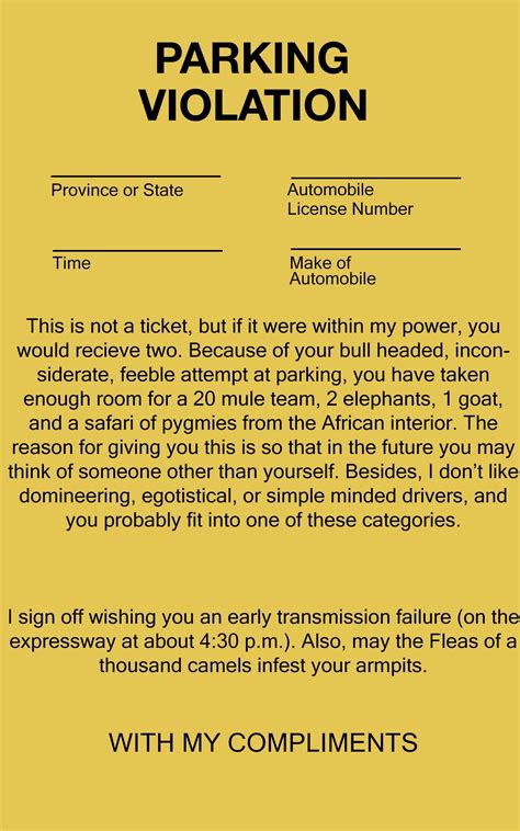 Parking Ticket Printable - Printable Word Searches