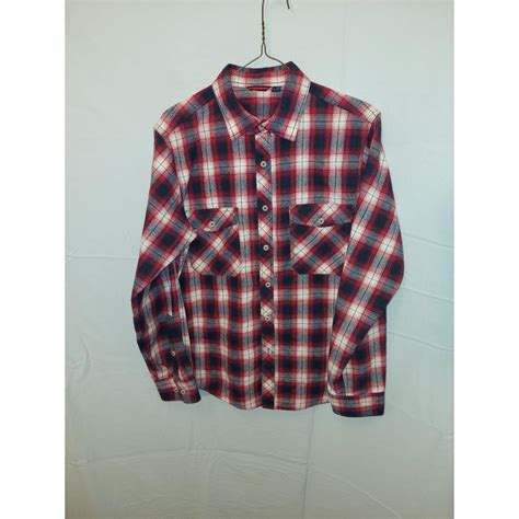 Men's Black and Red Flannel Long Sleeve Shirt Size S... - Depop