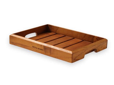 Rivika Medium Teak Wood Tray | Premium Wooden Serving Trays | Vesta Homes