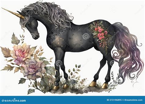 Cute Black Unicorn Watercolor Clipart. Ultra High Realistic. Ultra High ...