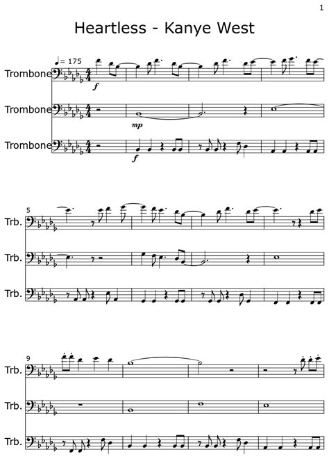 Heartless - Kanye West - Sheet music for Trombone