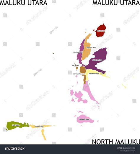 Maluku Utara Boundary Map Administrative Division Stock Vector (Royalty ...