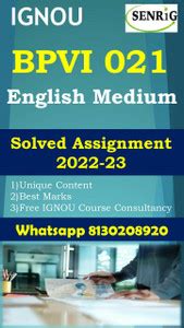 IGNOU BPVI 021 Solved Assignment 2022-23 In English Medium IGNOU BPVI ...