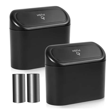 Car Trash Can with Lid, Mini Auto Garbage Can with 30 Trash Bags, Leakproof Automotive Garbage ...