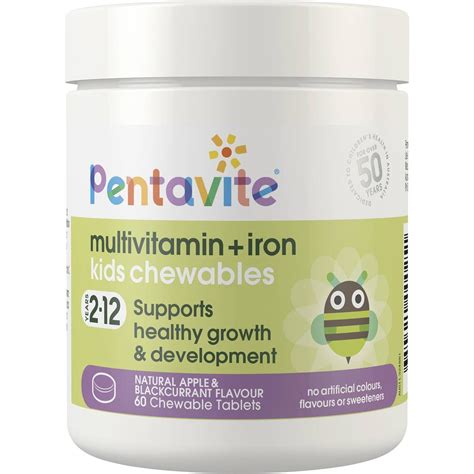 Pentavite Multivitamin +iron Kids Chewable Tablets 60 Pack | Woolworths