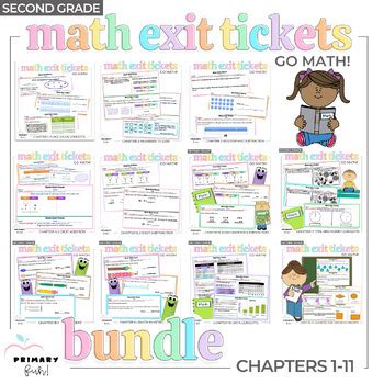 Math Exit Ticket BUNDLE - Grade 2 - Go Math! Program - Chapters 1 - 11
