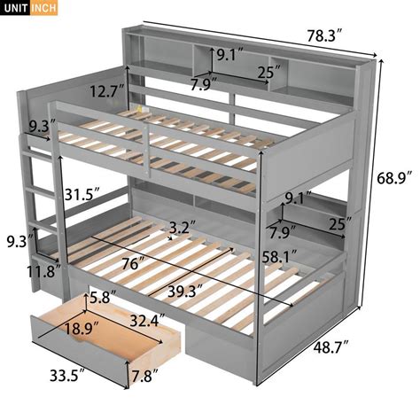 Buy Twin Size Bunk Bed w/ Built-in Shelves Beside both Upper and Down ...